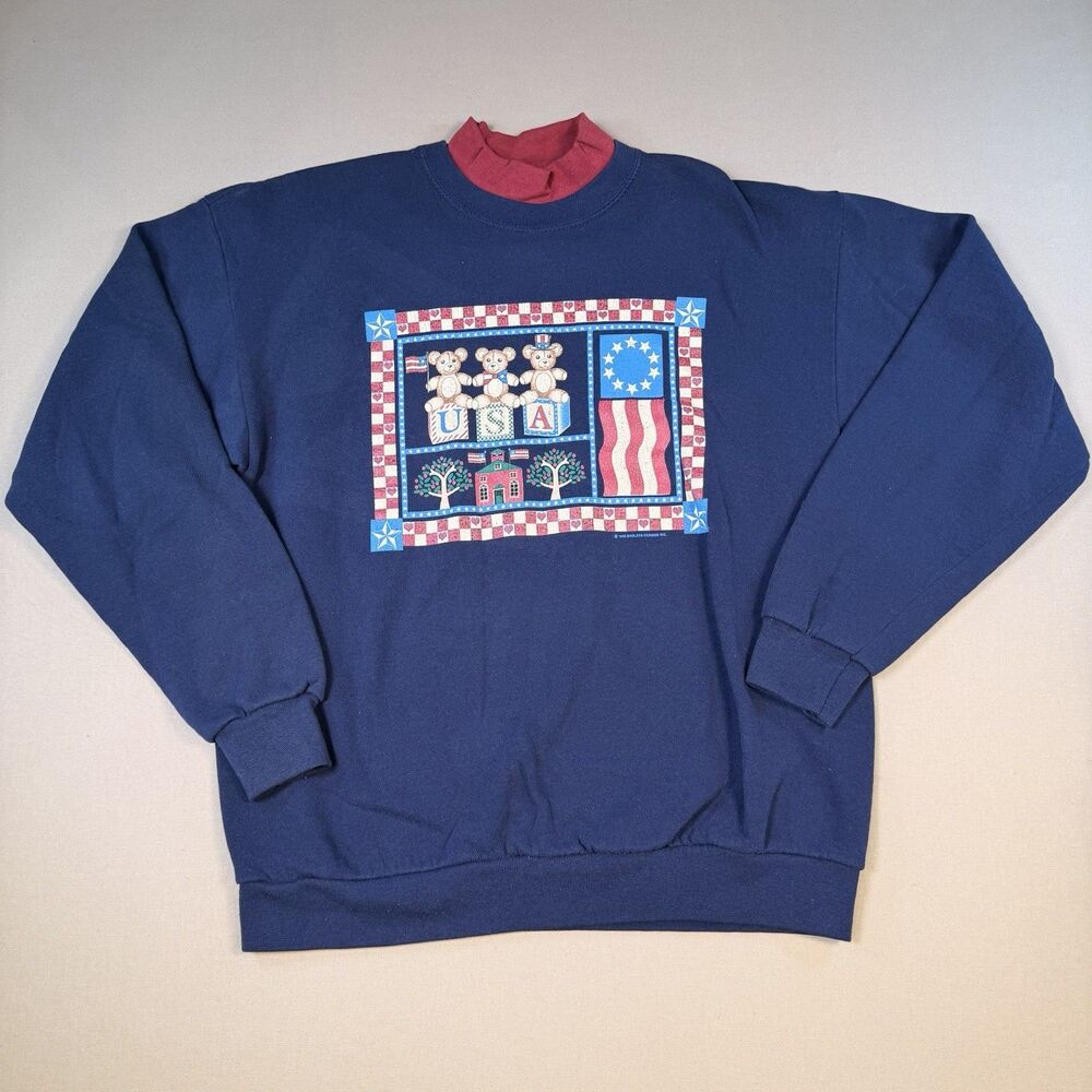 Vintage Santee 1995 Americana Made in USA Crewneck Sweatshirt Large GrandmaCore
